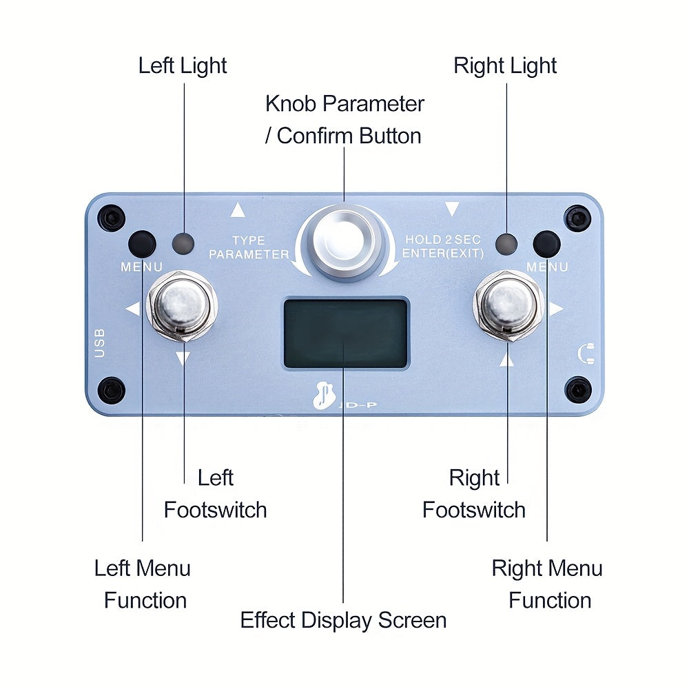 Compact Rechargeable Guitar Effects Pedal Featuring 16 User Modes And 15 Different Effects
