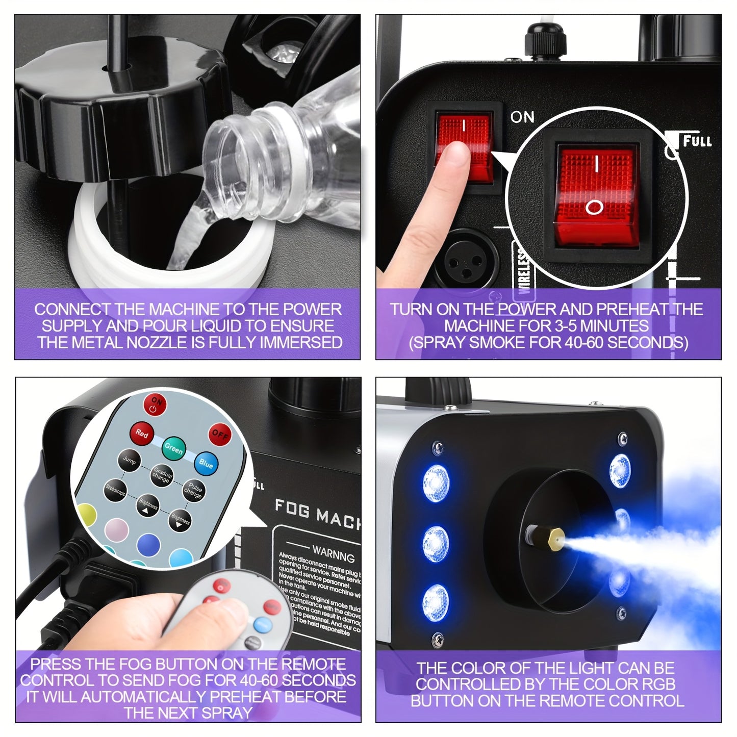 1200W LED RGB DJ Smoke Machine Stage Fog Effect Equipment for Wedding Christmas Halloween Stage Light Fog Machine