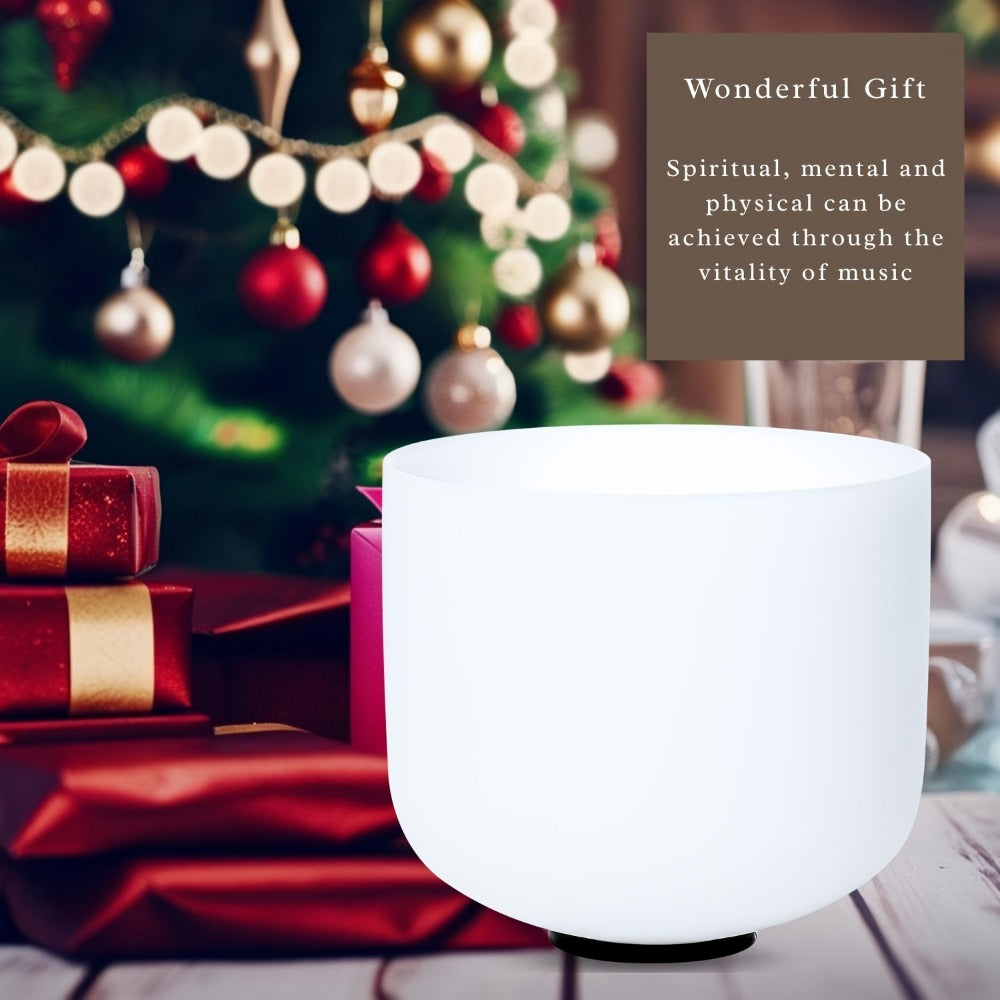 Quartz Crystal Singing Bowl, 10-Inch White Sound Bowl with Mallet