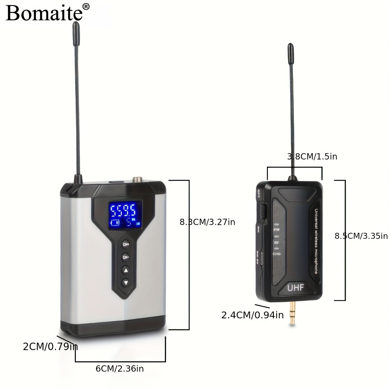 Bomaite Q7 Wireless Lavalier Microphone System Lapel Mic with Rechargeable Bodypack And Receiver Wireless Micro Phone for SLR Cameras, Audio Mixer, Computer, Phone Etc