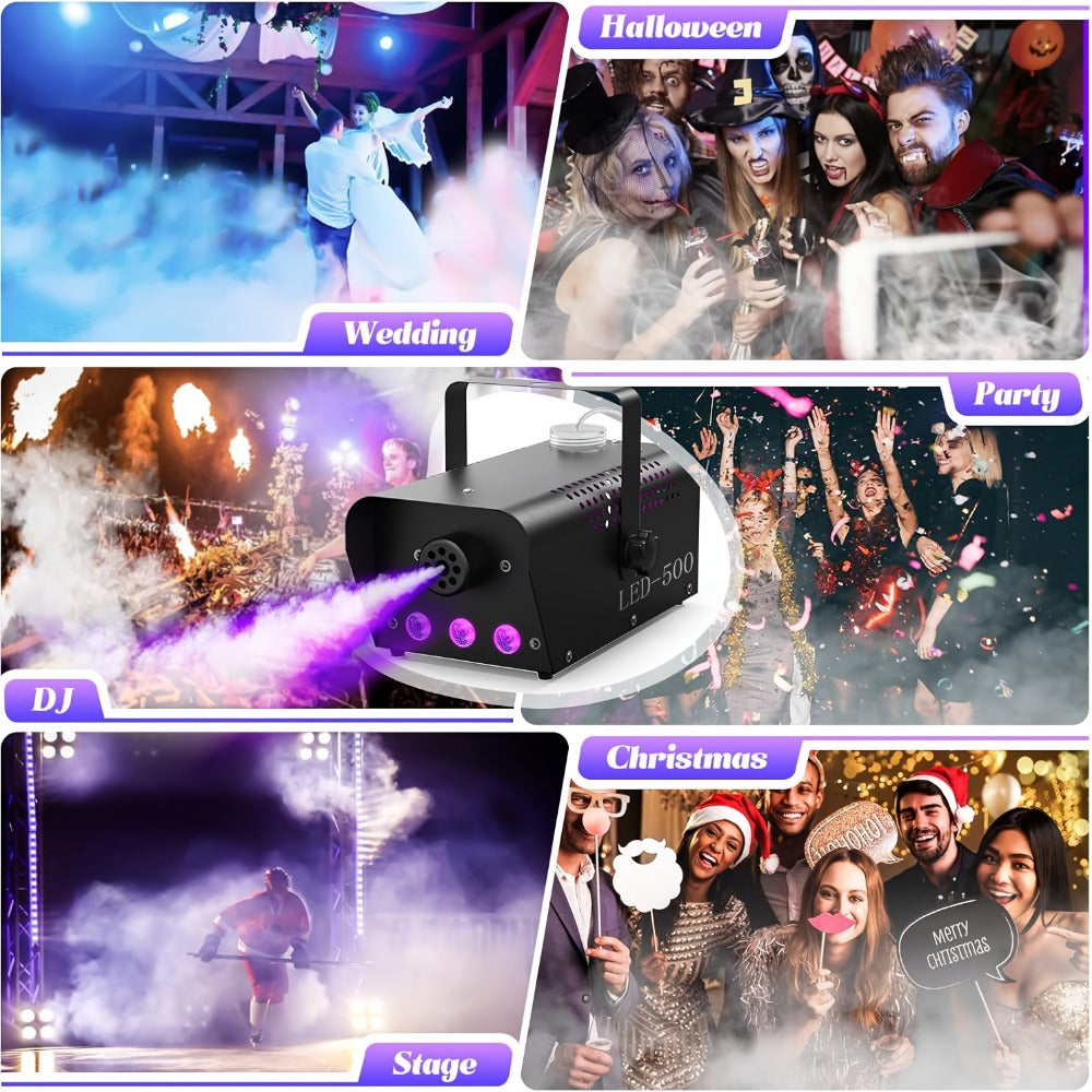 Stage Fog Machine, Adjustable, RGB, 500W, Muti, Color for Stage and Party Lighting