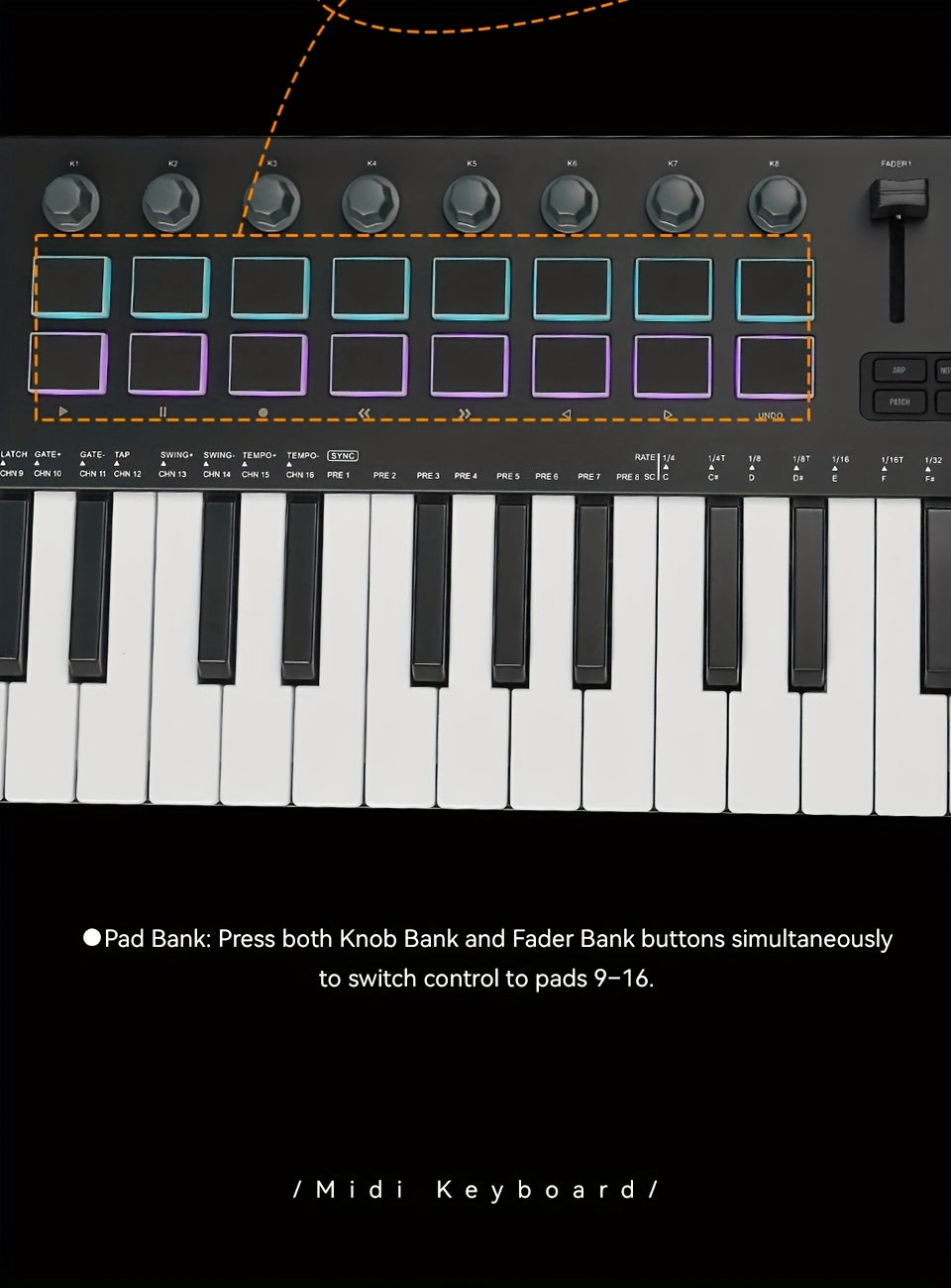M-VAVE SMK-37 Pro Portable MIDI Keyboard with 37 Keys, Synthesizer, Music Composition Controller, And Drum Pads