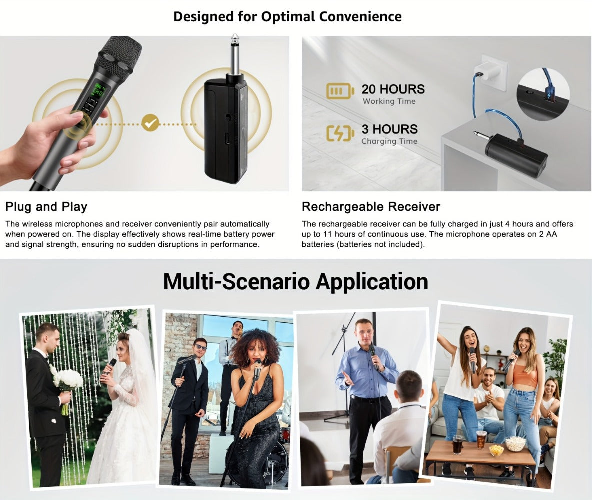 Portable PA Speaker, Dark Gray, Wireless, Dynamic, Dual, Microphones for Parties
