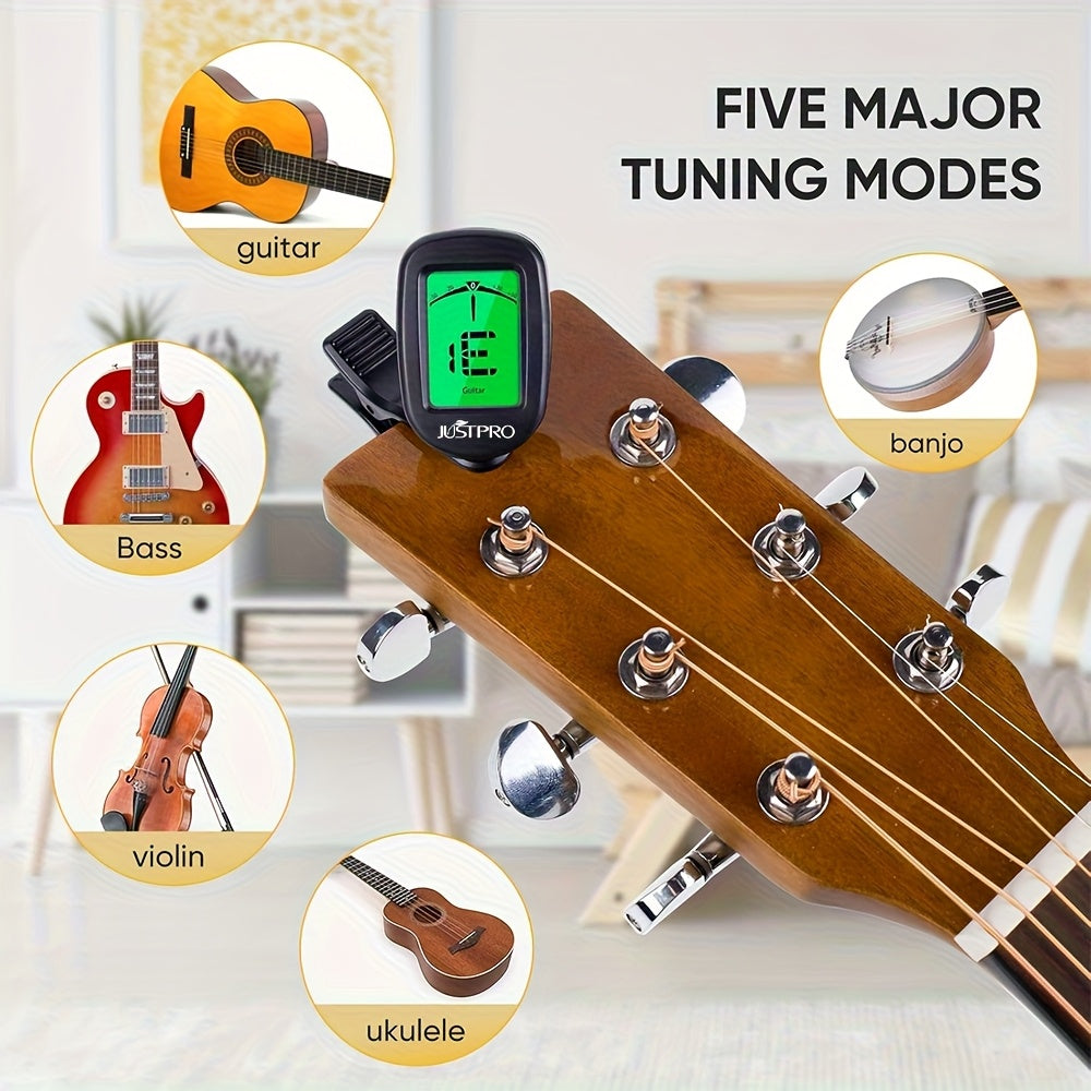 Guitar Tuner with Semitone Tuning Mode, Suitable for Acoustic/Electric Guitars, Bass, Ukulele. Portable Models Ideal for Practice And Performances. Preferred Additions for Musical Instruments