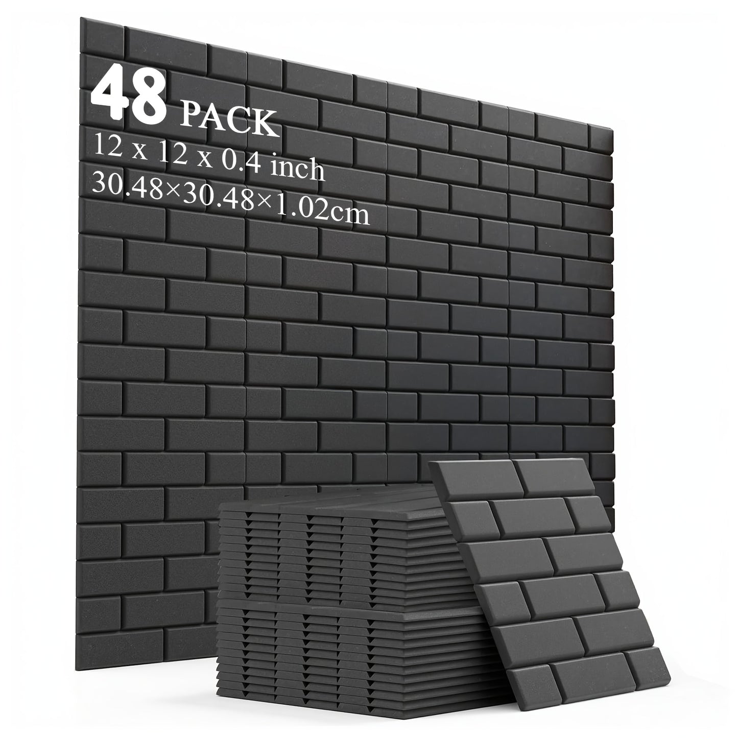 Acoustic Wall Panel shown in the Wall Tile Soundproof Panel 30L1H Black 48 option