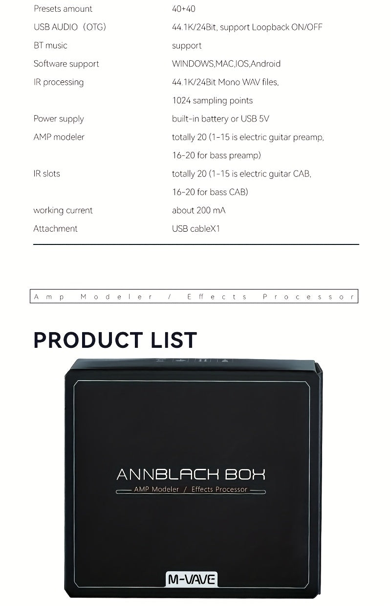 M-VAVE Digital Integrated Electric Guitar Bass Effect • BLACKBOX Black Box • Multi-Function Single-Block Speaker • Mobile Phone Computer Recording • Analog Sound Card