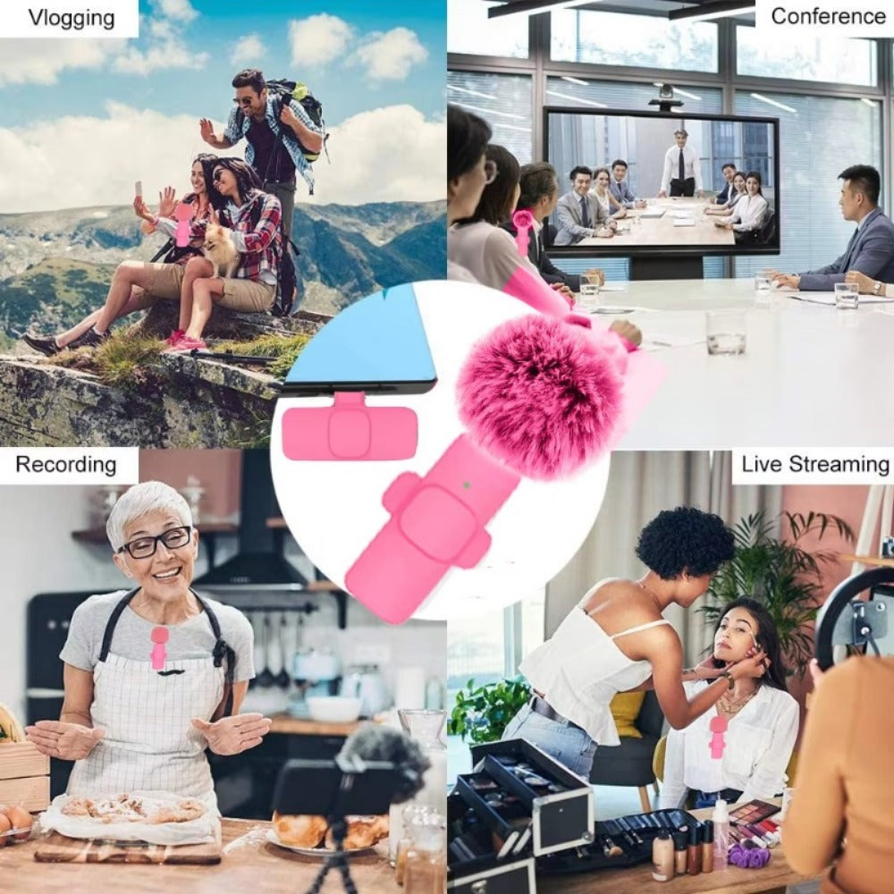 Recording Microphone, USB, Wireless, USB-C, 2pcs, Pink, Phone for Recording and Streaming