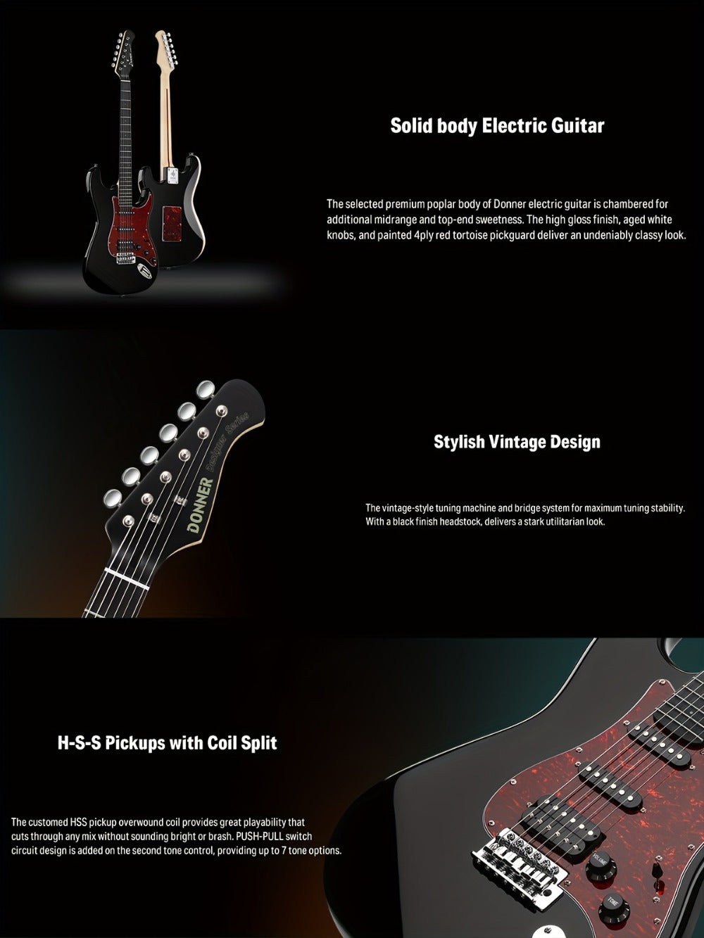 Electric Guitar, 39 Inch, Donner, Inch, Designer for Lessons and Practice