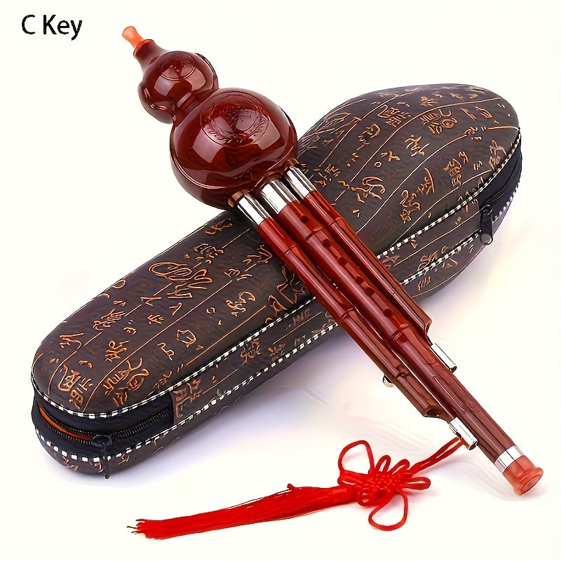 1 Chinese Hulusi Cucurbit Flute - ABS Resin Traditional Wind Instrument with Polished & Bell, Beginner-Friendly Chinese Flute for Practice/Performance, Portable Traditional Music Gift for / (Instrument Only)