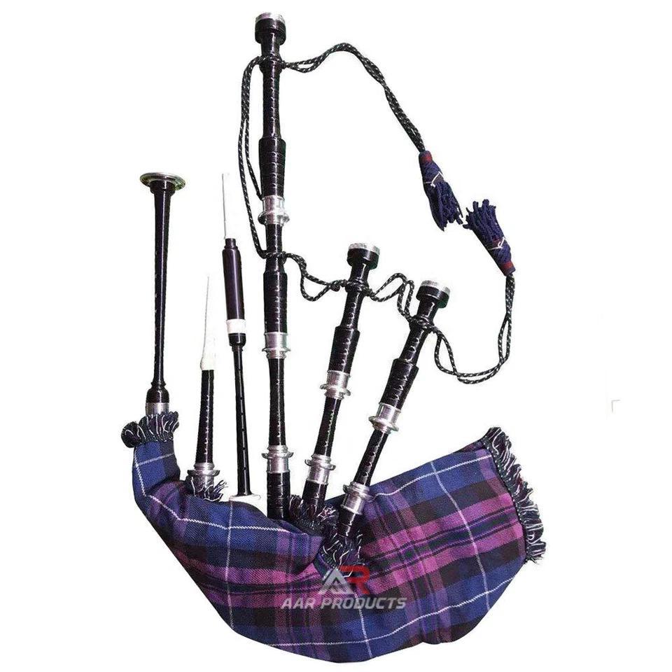 Full Size Bagpipe Great Highland Various Tartans with Chanter, Tutor Book & Bag