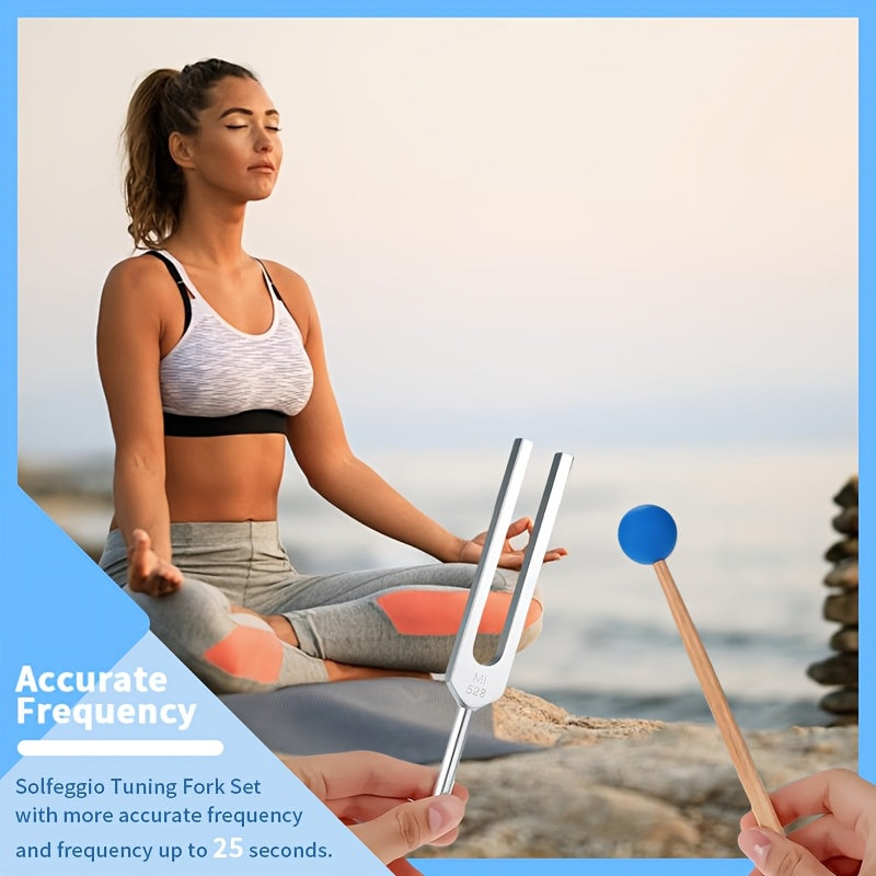 9pcs Tuning Forks Set-with Tuning Fork Hammer Storage Pouch - Music Tuning Fork Mallet Set 174Hz, 285Hz, 396Hz, 417Hz, 528Hz, 639Hz, 741Hz, 852Hz, 963Hz-Yoga Meditation Accessories And Sound Music, Surprise Gift