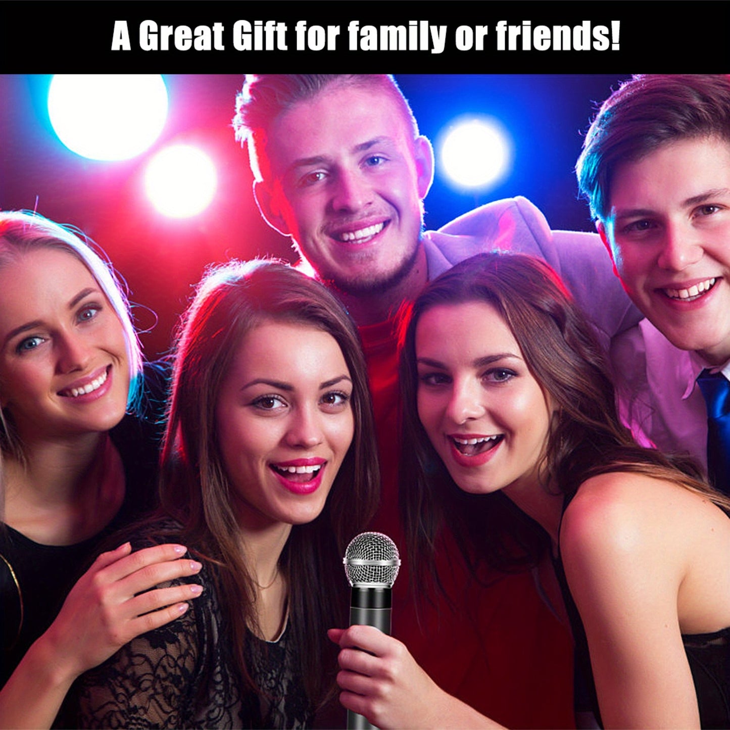 Dual-Channel Wireless Microphone System with 2 Handheld Microphones, Suitable for Events, Podcasts, Live Broadcasts, And Meetings with Low Latency (Rechargeable Version)