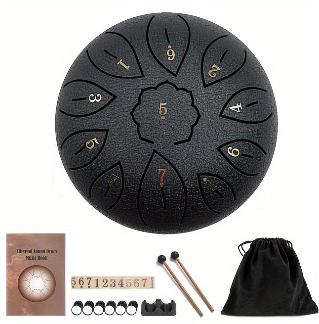 6 Inch Steel Tongue Drum with Handbag Drumsticks 11 Notes Percussion Musical Instrument Yoga Meditation Sound D Major Large Ethereal Drum