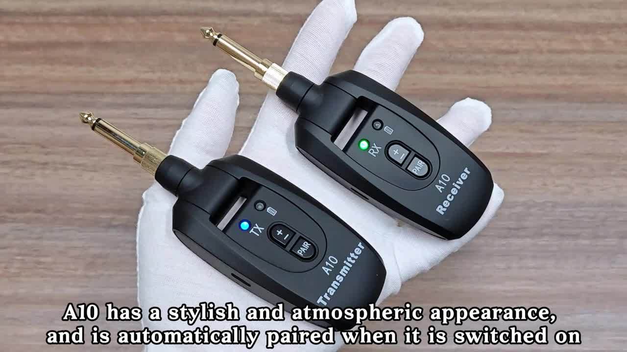 2.4GHz Wireless Guitar System 2 Modes Built-in Rechargeable Lithium Battery, 1/4" And 1/8"Plugs Audio Wireless Transmitter Receiver 270°Rotatable for Acoustic Guitar Bass Violin Keyboard