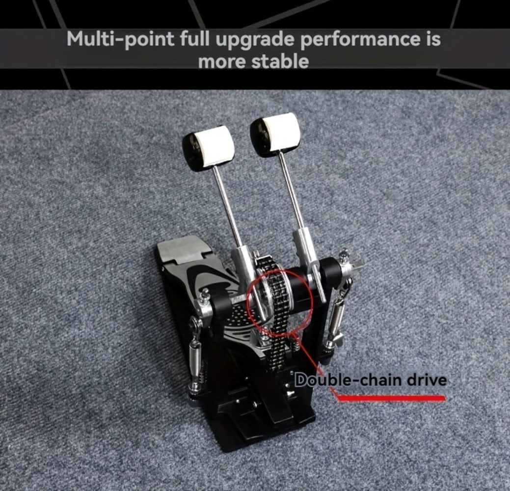 Bass Drum Pedal, Double, Pedals, Chain for Operating A Kick Drum Or Percussion
