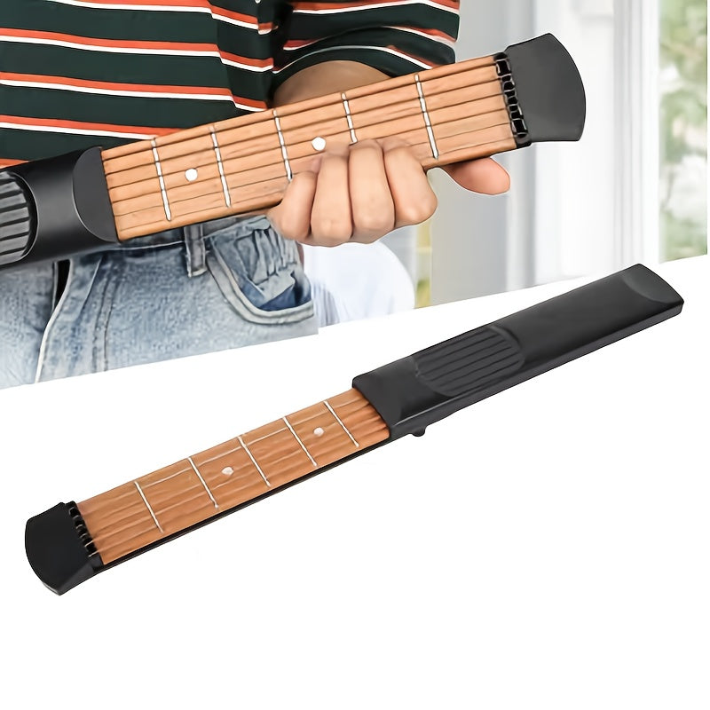 Pocket Guitar, Portable Mini 6 Fret Guitar Practice Hands Training Tool Chord Trainer for Beginner Guitarist Practice Training with Velvet Bag