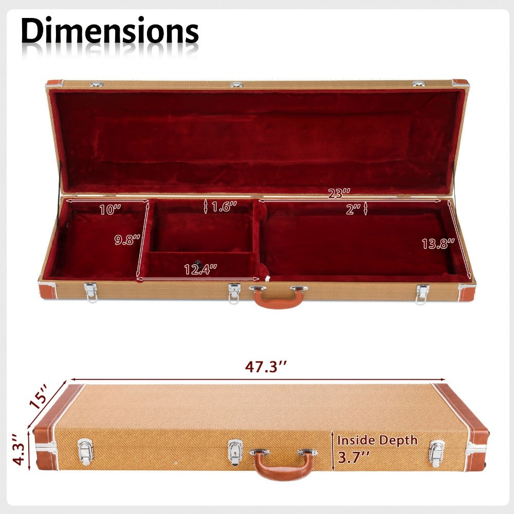 Guitar Case, 120cm, 122cm, Bass, Square, Hard for Storage and Travel