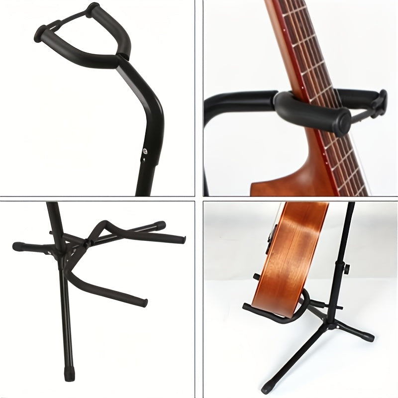 Metal Guitar Floor Stand Holder Foldable Folk Guitar Bracket Portable Lute Bass Rack for Acoustic Electric Guitar Display Stand