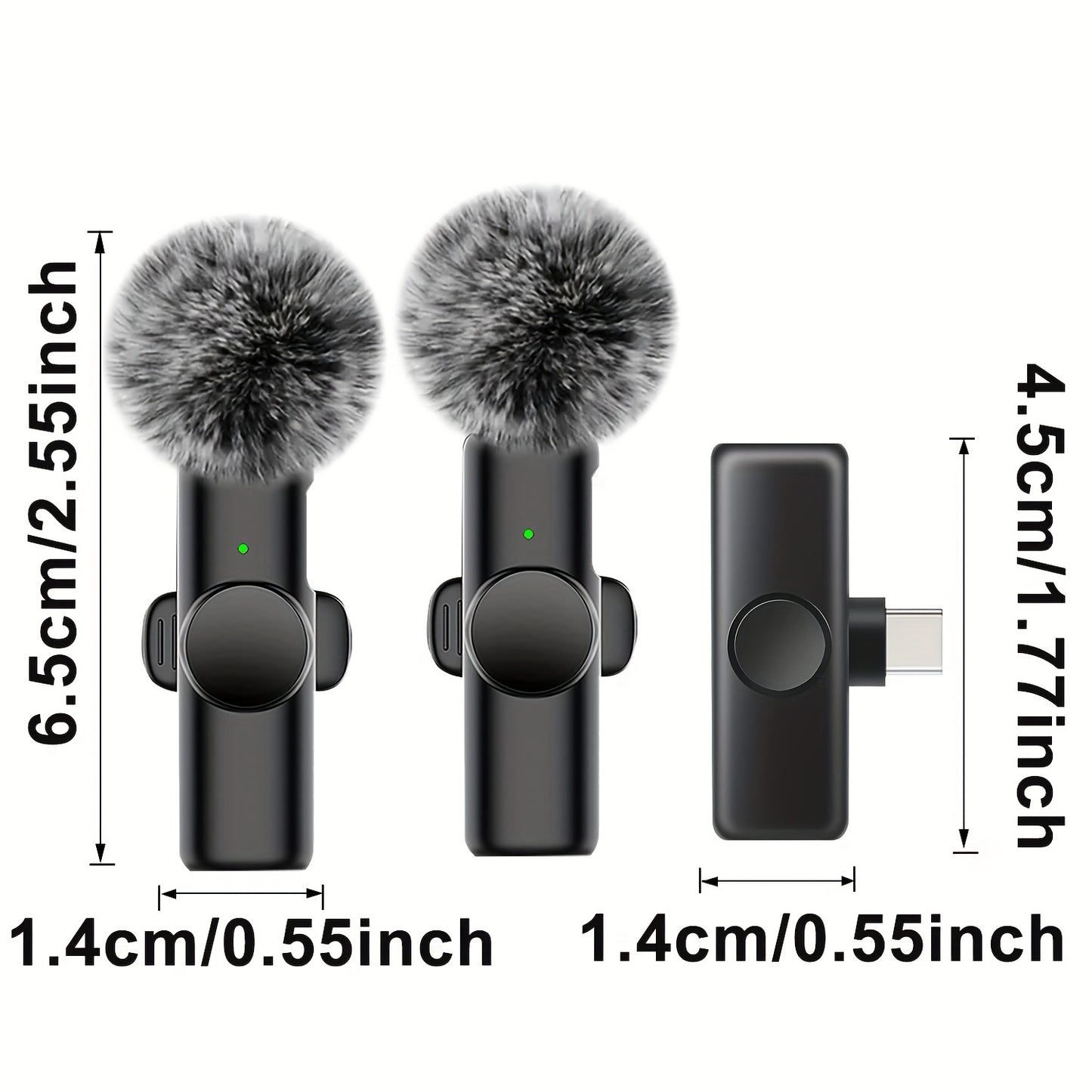 Items! Wireless Microphone, Professional Noise Cancelling Clip on Mic, USB-C Rechargeable, Plug And Play, Suitable for Content Creator Equipment, Video Recording, Interviews, Gaming Mic, Singing Microphone, Phone Microphone