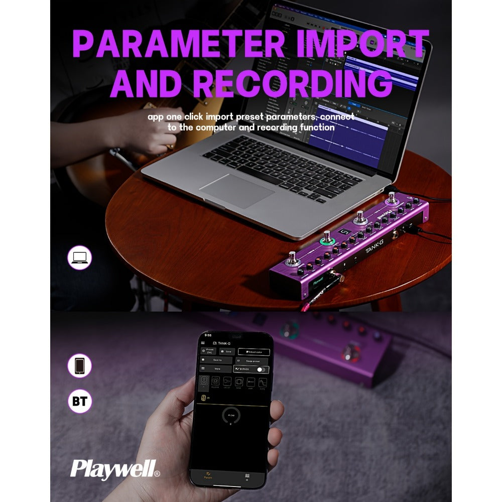 Guitar Effects Pedal, Wireless, Playwell, Multi for Electric Guitar Or Bass Tone Shaping