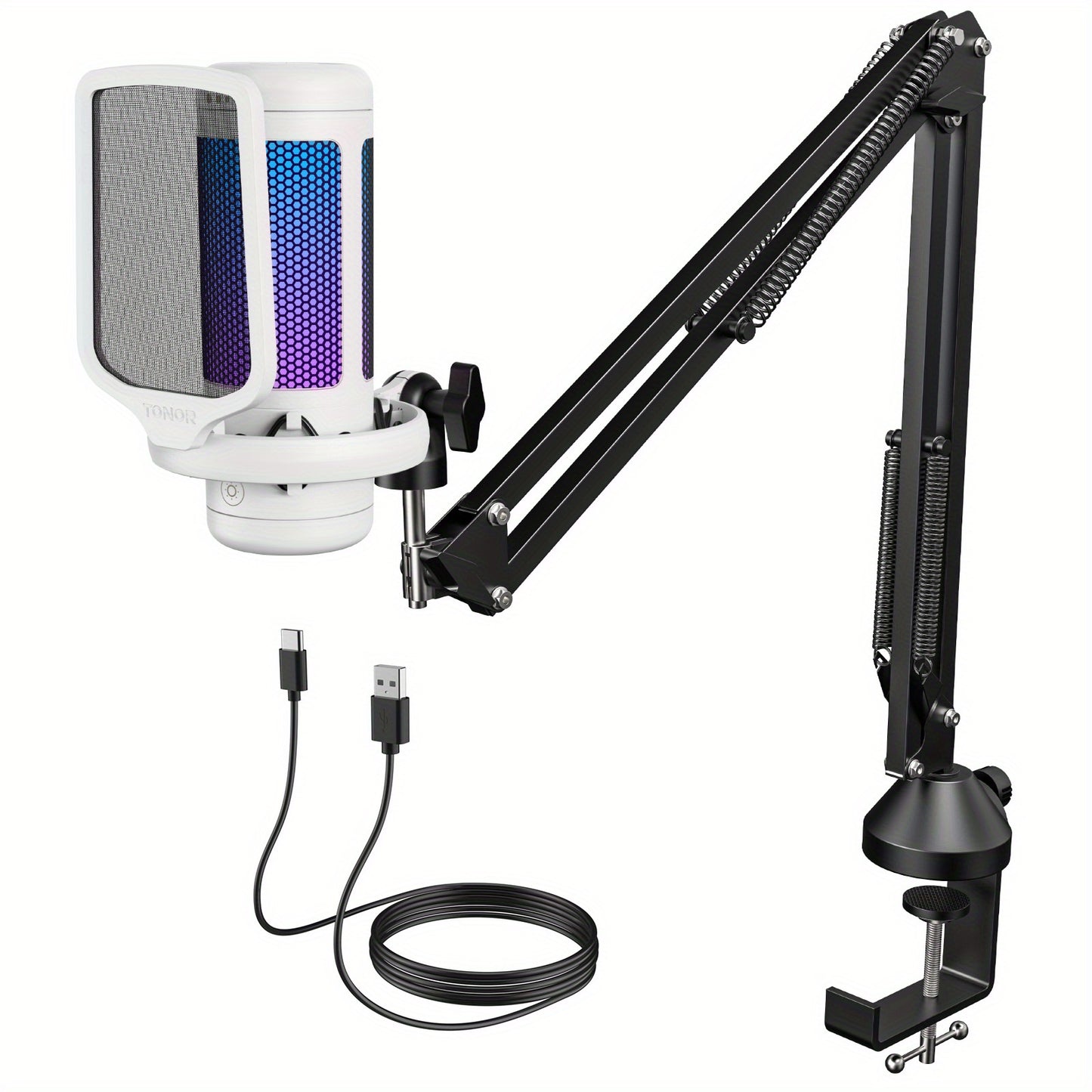 RGB USB Condenser Microphone Kit shown in the White option