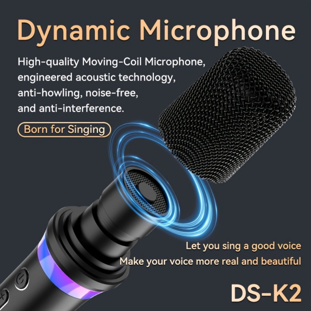 Portable Karaoke System, Stereo, RGB, Wireless, VAORLO, DS-K2, Machine for Parties