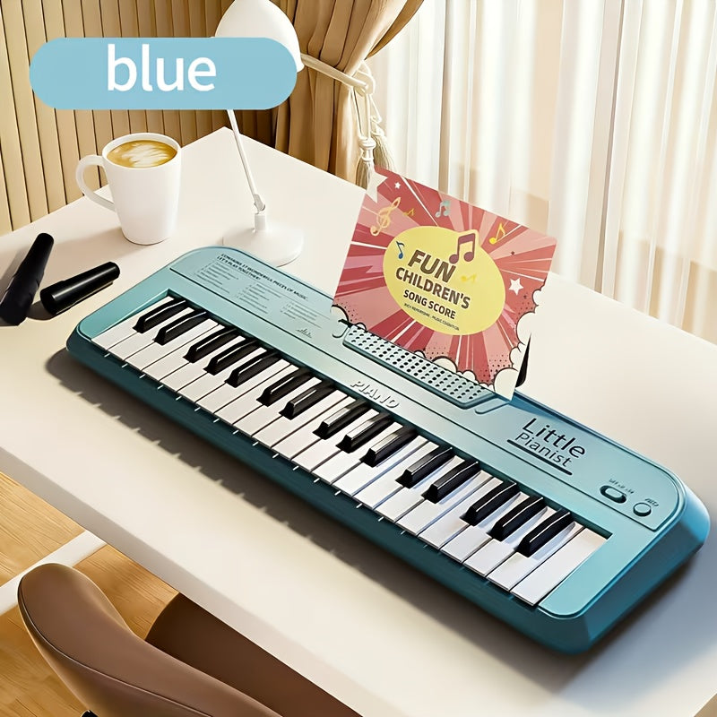37-key Children's Piano Musical Instrument Toy, Portable Piano Keyboard, Easy to Store, Pink Piano with Blue and White Options, Toy Piano, Children's Piano Music Toy, Christmas and Birthday Gift for Boys and Girls, Easy-to-Control Buttons, a Great