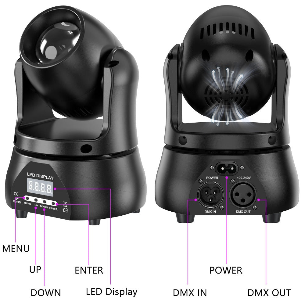 Moving Head DJ Light, DMX Control, RGBW, 40W, LED, Stage for Stage and Party Lighting