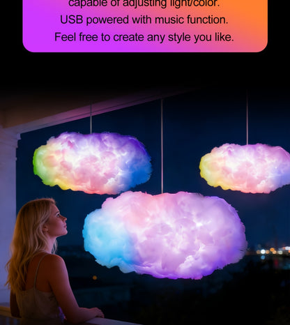 3D Thunder Cloud LED Light DIY Set with Music Sync, RGB Multicolor Changing Strip Lights USB Powered, Wireless Remote, 360 Degree Wall/Ceiling Mount, Bedroom, Gaming Room, St. Patrick's Day, Valentine's Day Gifts, Birthday Party Decorations