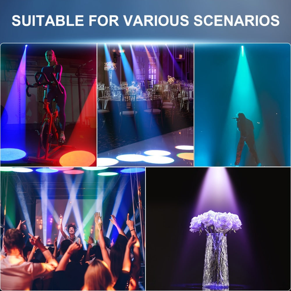 10W RGBW LED Pinspot Stage Light with Remote and Manual Focus