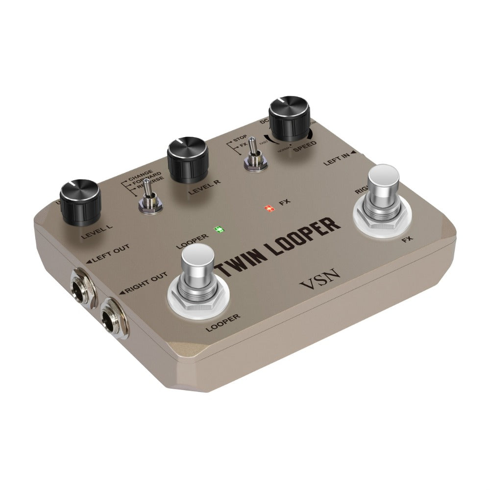 VSN Twin Looper Guitar Pedal, 11 Modes, Stereo I/O and 10-Minute Loop