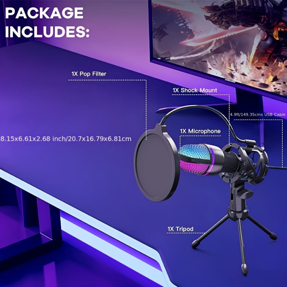 Recording Microphone, USB, Condenser, XLR, Podcast for Recording and Streaming