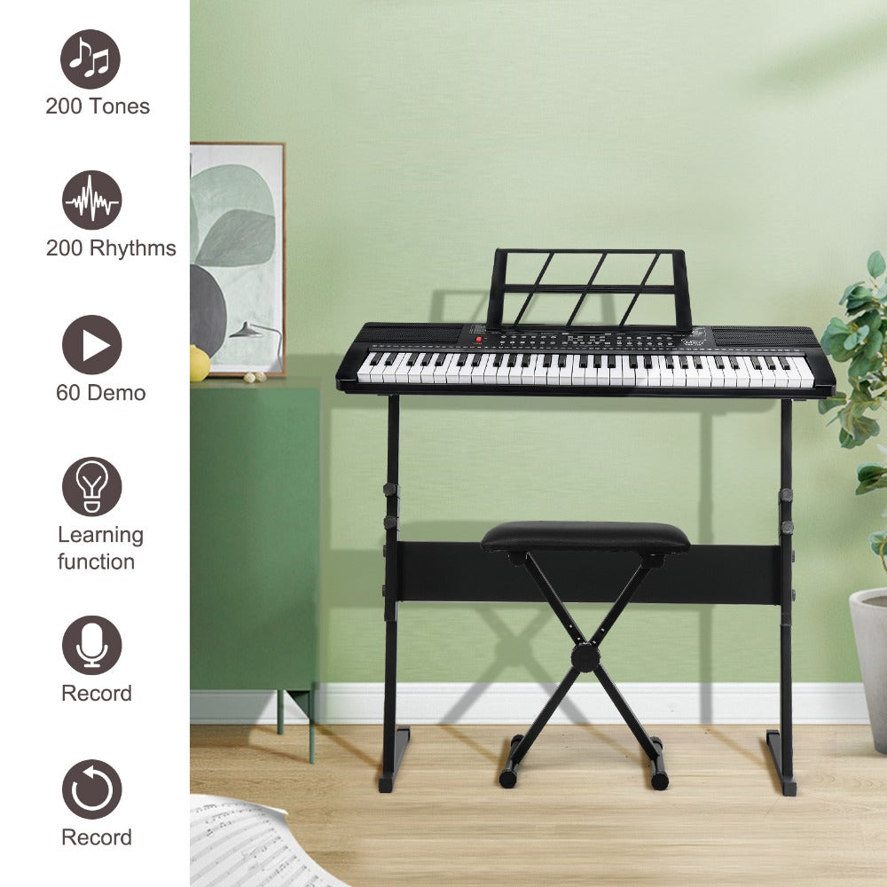 61-Key Digital Piano Starter Kit with Stand, Bench and Teaching Modes