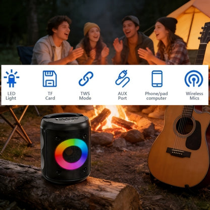 HY-312 Portable Karaoke System, Portable Speaker, Stereo Speaker, Subwoofer, Outdoor Wireless Speaker, Party Disco Light, TWS, TF, AUX, MIC, Microphone Selectable, Holiday Gift