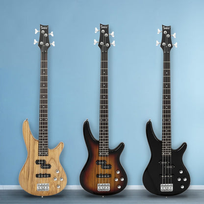 Full Size 4-String Electric Bass Guitar, 34-Inch Scale, Dual Pickups