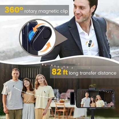 2.4G Wireless Lavalier Microphone with Feather Windscreen & Digital Display - Plug-and-Play Professional Noise-Canceling USB-C Portable Mic Suitable for Streaming, Vlogging, Podcasts, Interviews - Compatible for Phone/PC/Tablet