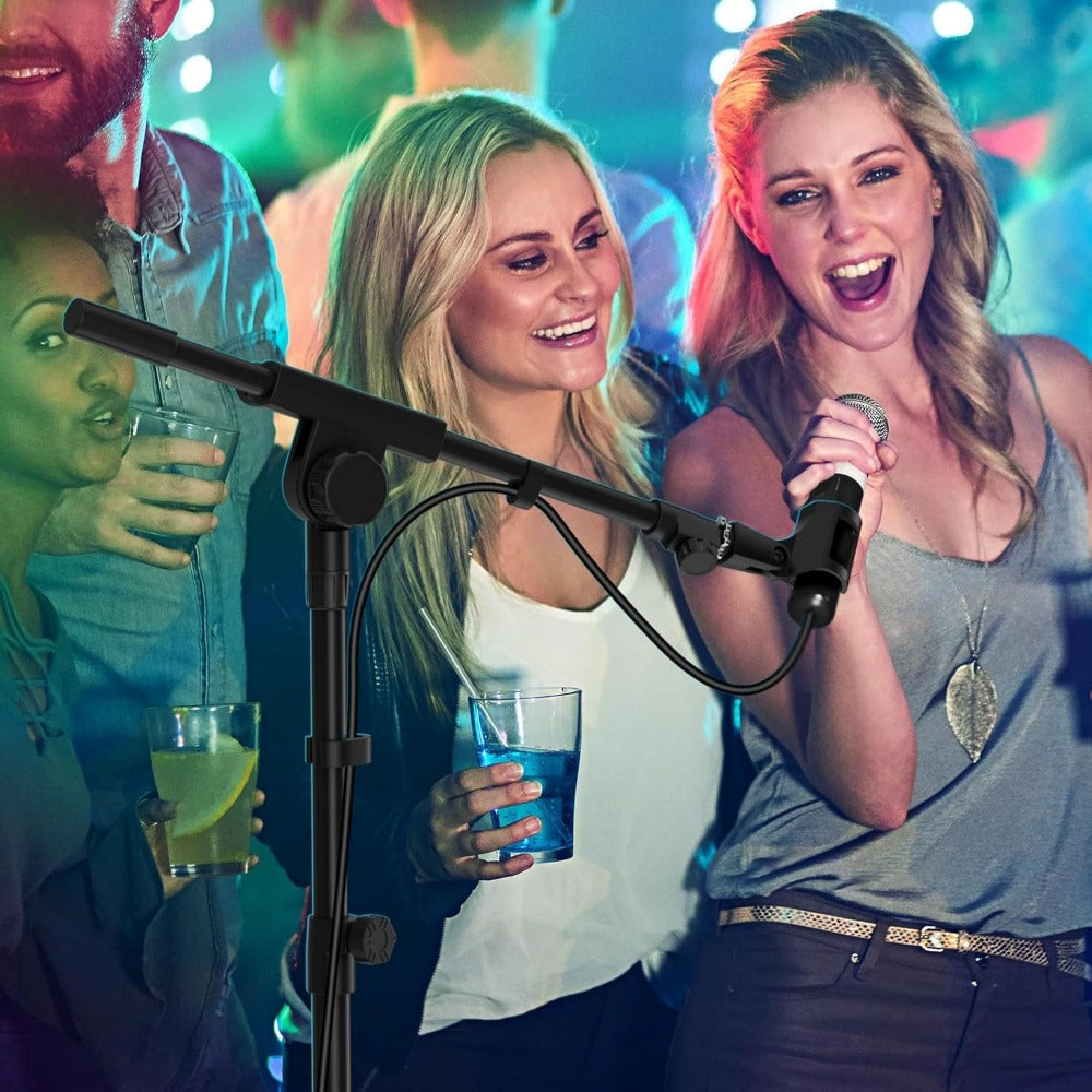 Heavy-Duty Tripod Microphone Boom Stand with Adjustable Height and Clip