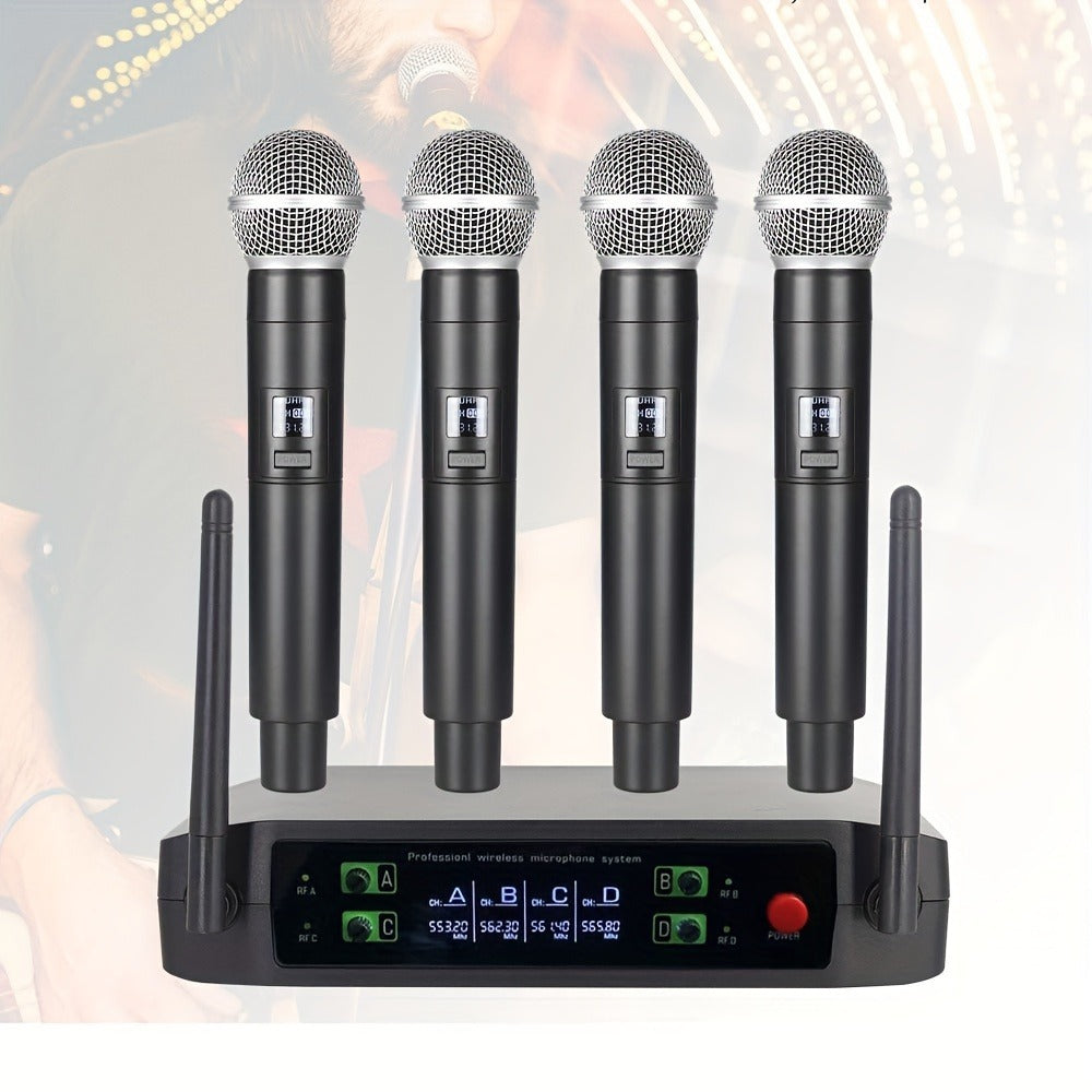 Recording Microphone, Wireless, Four-channel, Handheld for Recording and Streaming