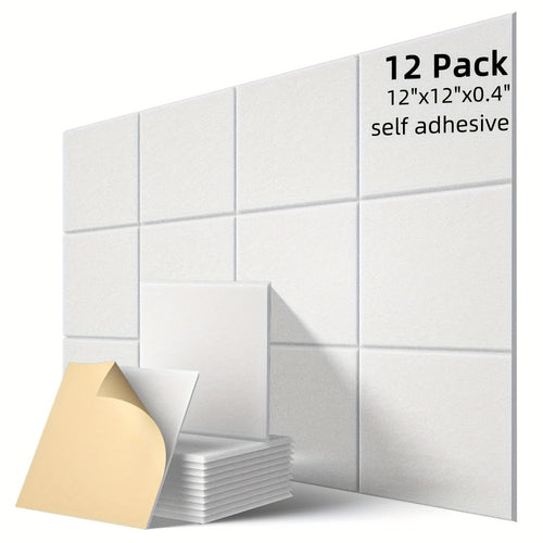 11.81x11.81inch Self-adhesive Felt 100% Polyester Sound Panels High Density, Soundproof Wall Panels For Home Studio