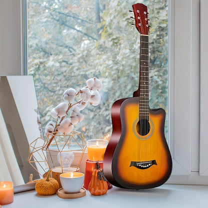 [Christmas Halloween Gift] 38 Inch Matte Acoustic Guitar - Suitable For Beginners And Adults, Perfect For Parties And Events, Comfortable To Play, Featuring Oak Panels And Abs Nuts, An Excellent Gift For Christmas/Halloween