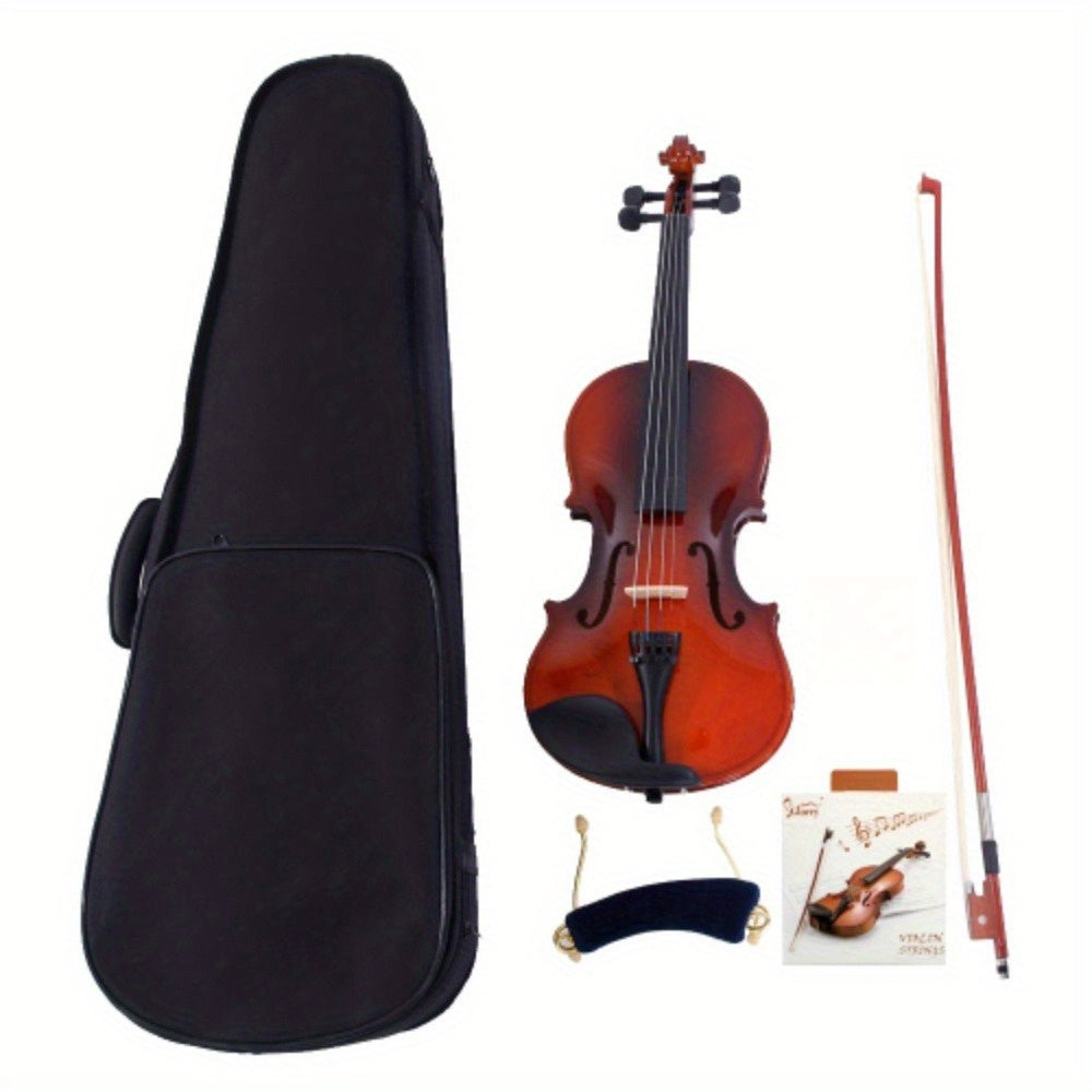 Glarry Solid Wood Acoustic Violin Fiddle, Premium Violin Set, Complete with Portable Carrying Case, Bow, String Set, Shoulder Rest, Easy-to-Follow Instructions, for All Experiance Level, Beginner, Gift for Music Lover, Classic Natural Color