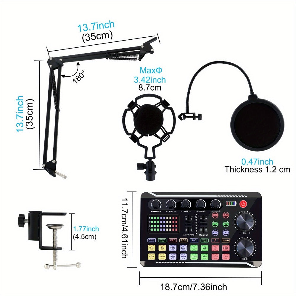 USB Audio Interface, 5V, Wireless, USB-C, Podcast, Microphone for Recording and Streaming