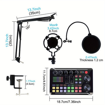 USB Audio Interface, 5V, Wireless, USB-C, Podcast, Microphone for Recording and Streaming