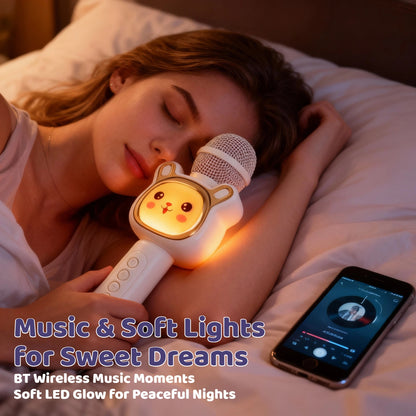 Wireless Karaoke Microphone Speaker with LED Lights And Fun Voice Changer - Portable Singing Mic for Outdoor Parties And Family Gatherings, Stereo Home Karaoke for Travel, Car, And Camping - Fun Summer Party Accessory, Birthday Gift
