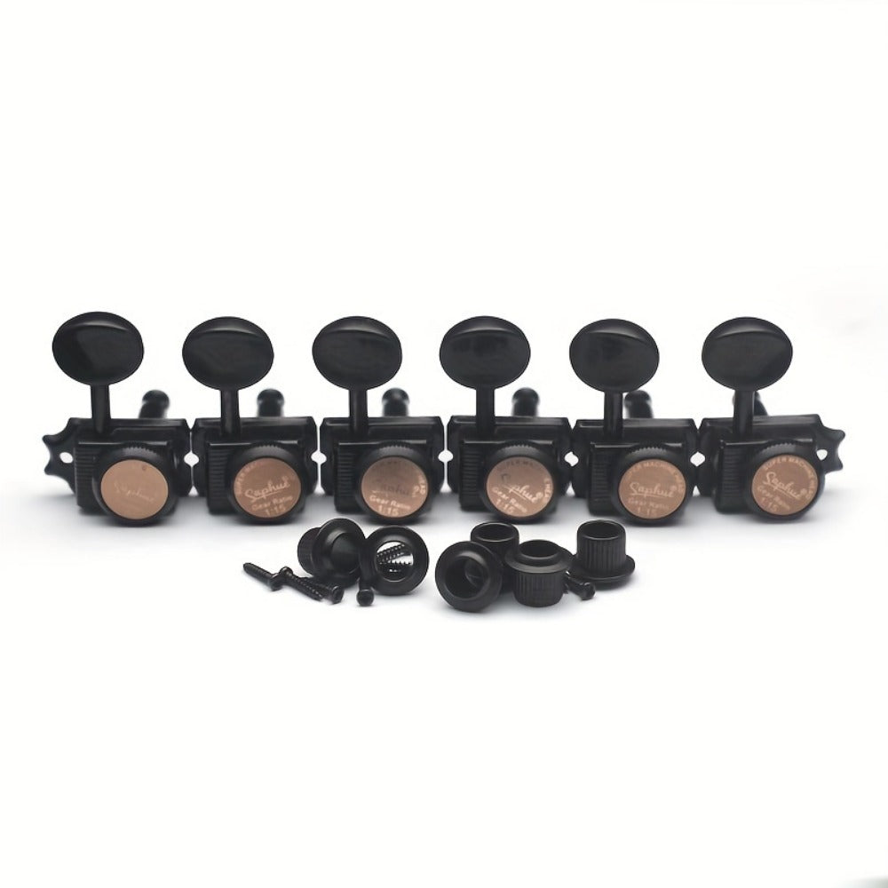 6-Inline Locking Guitar Tuners, 1:15 Ratio, Chrome or Gold Set
