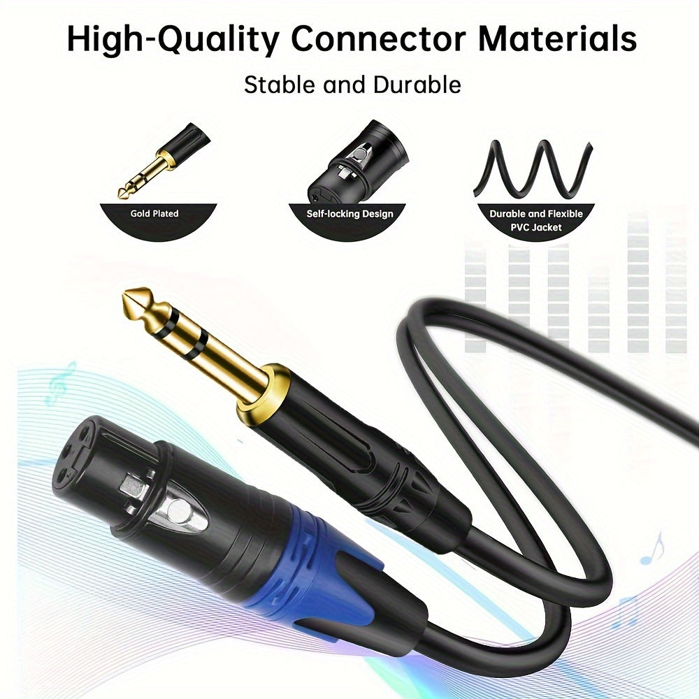 3-pin Xlr Female to 1/4 Inch 6. 35mm TRS Large Three-core Stereo Jack Cable, Adapter for Speaker Capacitor Microphone Guitar Mixer AMP