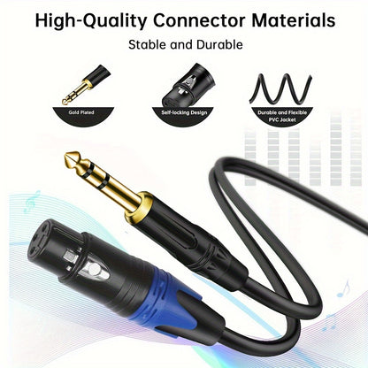 3-pin Xlr Female to 1/4 Inch 6. 35mm TRS Large Three-core Stereo Jack Cable, Adapter for Speaker Capacitor Microphone Guitar Mixer AMP
