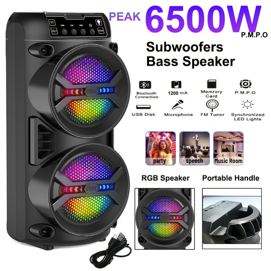 Peak 6500W Professional-Grade Subwoofer Wireless Speaker with Lightweight And Portable Design, High-Dynamic Sound Field Performance, Studio Recording Equipment, RGB Ambience Light Effects, Essential for Easter/Mother'S Day Parties
