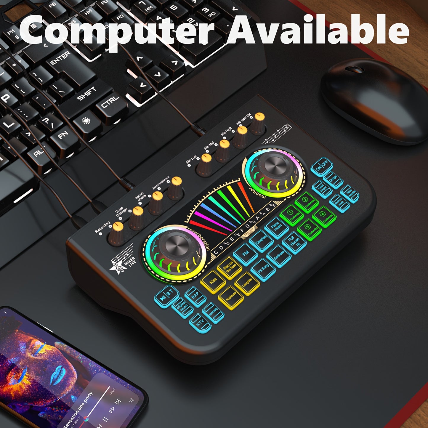 This Is a Professional Mixer And Sound Card X3, Ideal for Use with Laptops, Mobile Devices, Game Recording, Podcast Streaming, Internet Influencers, Hosts, Live Broadcasts