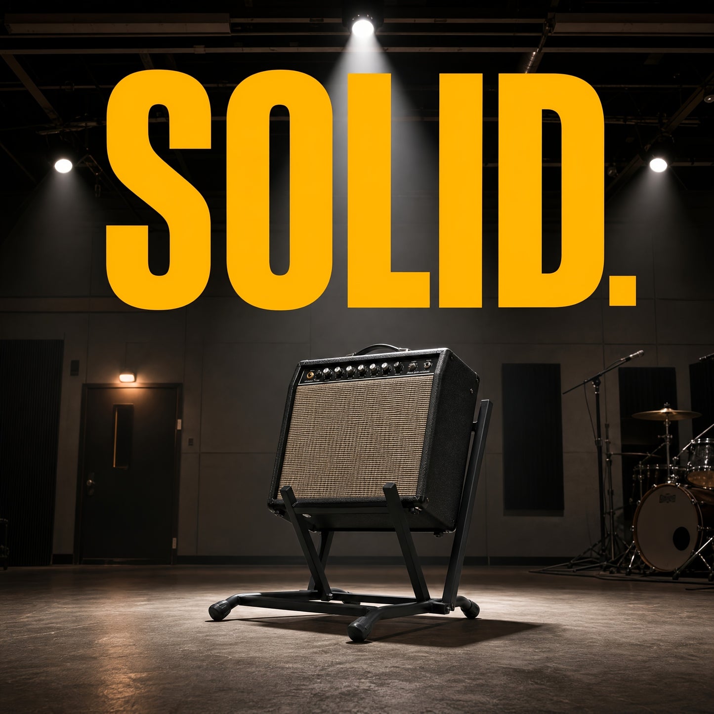 Guitar Amp Stand Heavy Duty Metal Alloy for Adults Beginners Musicians, Foldable Collapsible Low Profile 30 Degree Tilt 88.5 Lbs Capacity Padded Non-Slip Arms Stage Gig Studio, Holiday Birthday Gift Musical Instrument Clearance (Black)